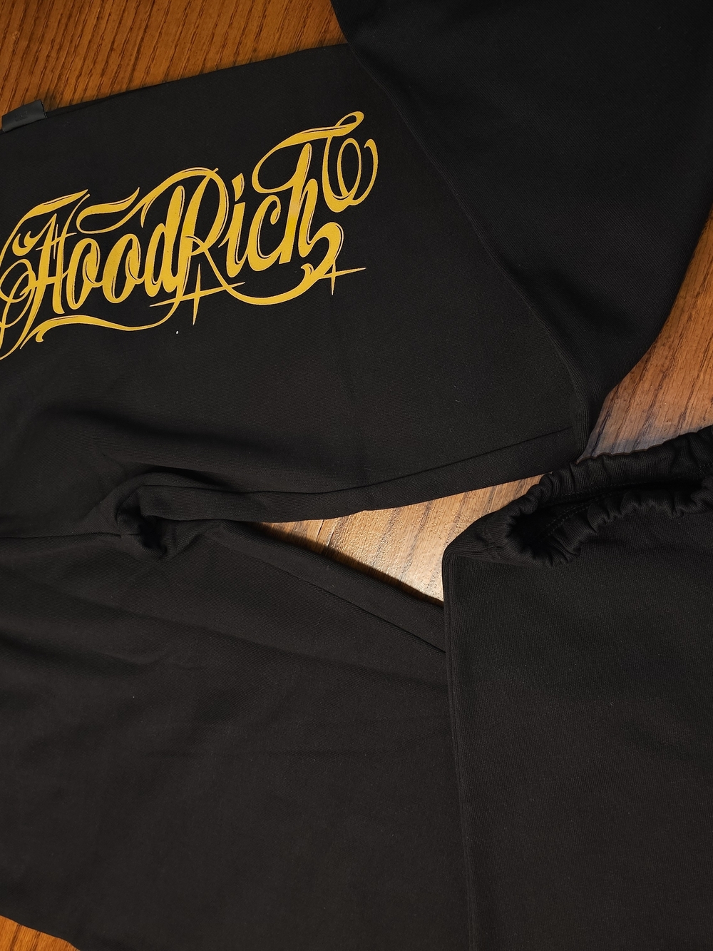 Hoodrich Men’s Black Joggers with Gold Script Logo